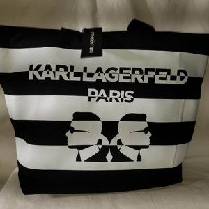 Karl Lagerfeld Black & White Canvas Tote